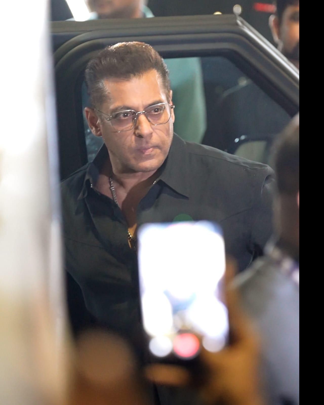 Salman Khan was also spotted at the Kalina airport on Wednesday night as he flew to Jamnagar for Anant Ambani's birthday celebrations.